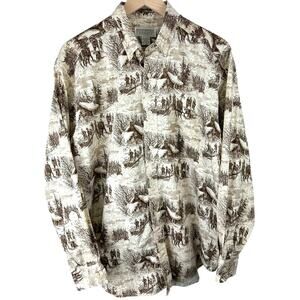 Banana Republic Safari & Travel RARE VTG Winter Settlers Print Shirt Mens Size M